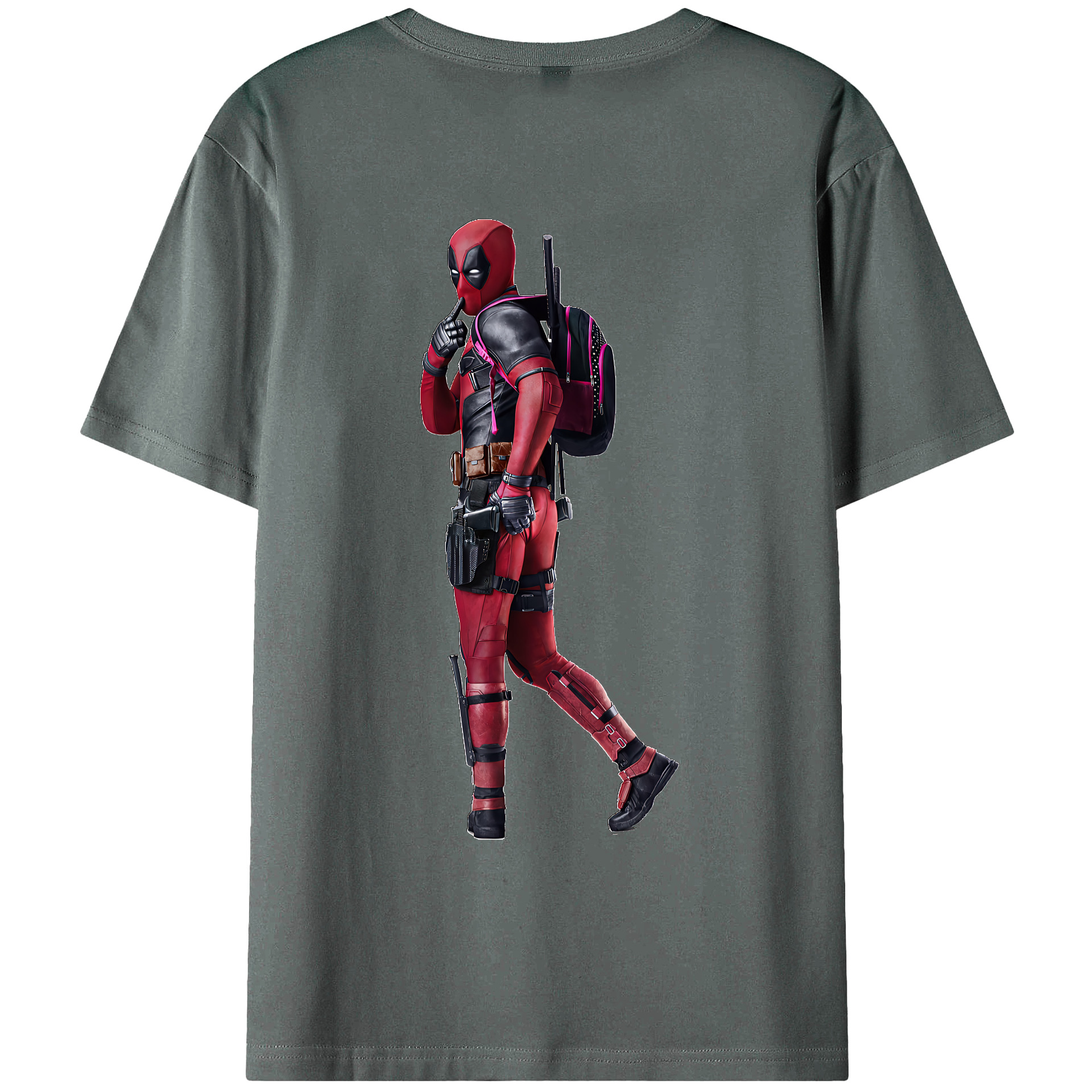（画像用） Deadpool デッドプール 綿100％ メンズ半袖Tシャツ（バックプリント） 通気性